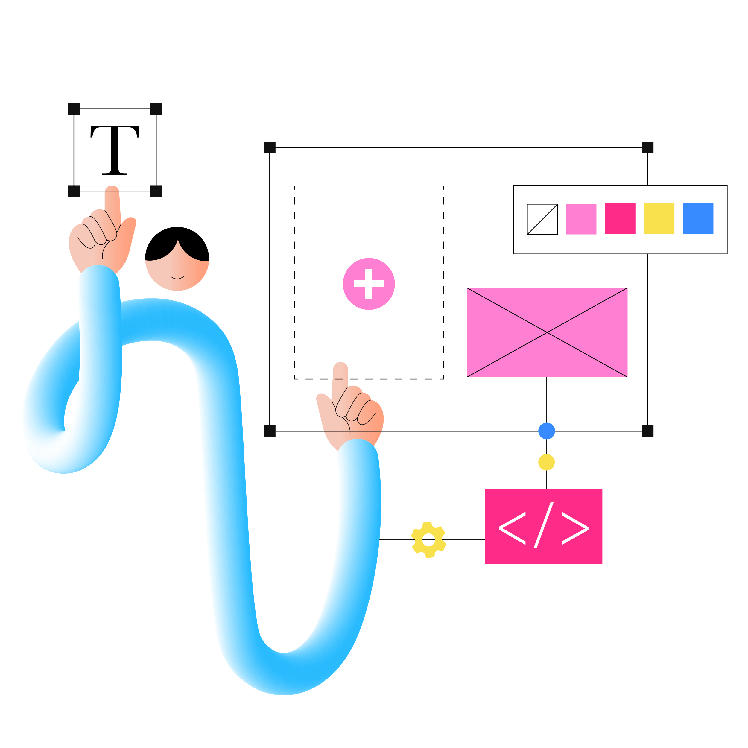 man web designer creating landing page